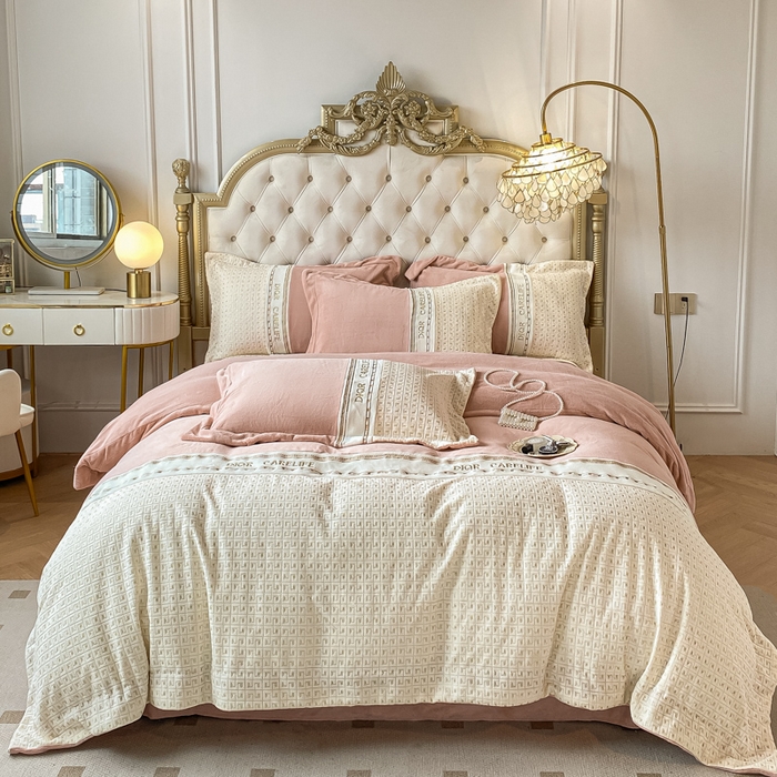 91家纺网 家纺一手货源 找家纺 ab家纺 2025新款邂逅高克重牛奶绒四件套 邂逅藕粉