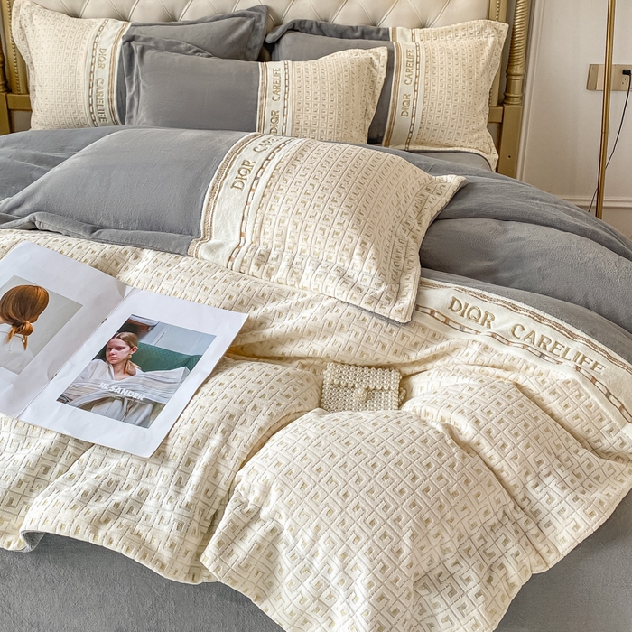 91家纺网 家纺一手货源 找家纺 ab家纺 2025新款邂逅高克重牛奶绒四件套 邂逅深空灰