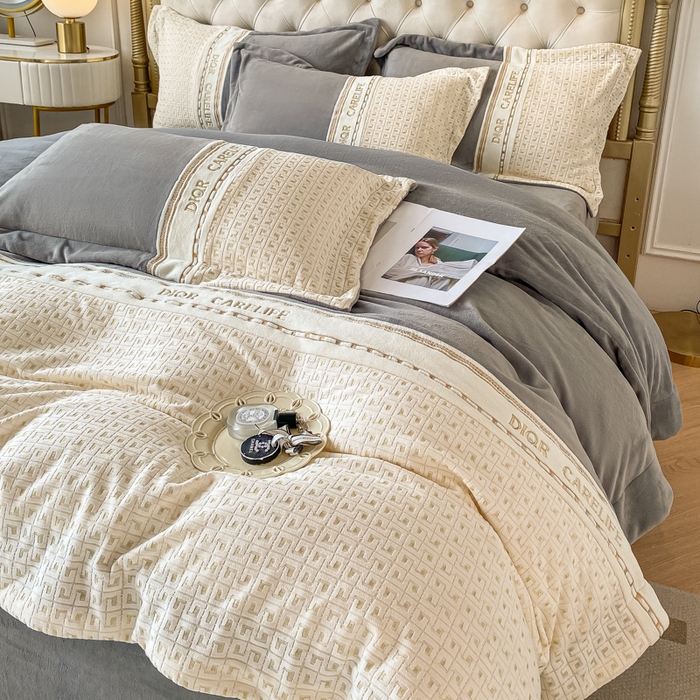 91家纺网 家纺一手货源 找家纺 ab家纺 2025新款邂逅高克重牛奶绒四件套 邂逅深空灰