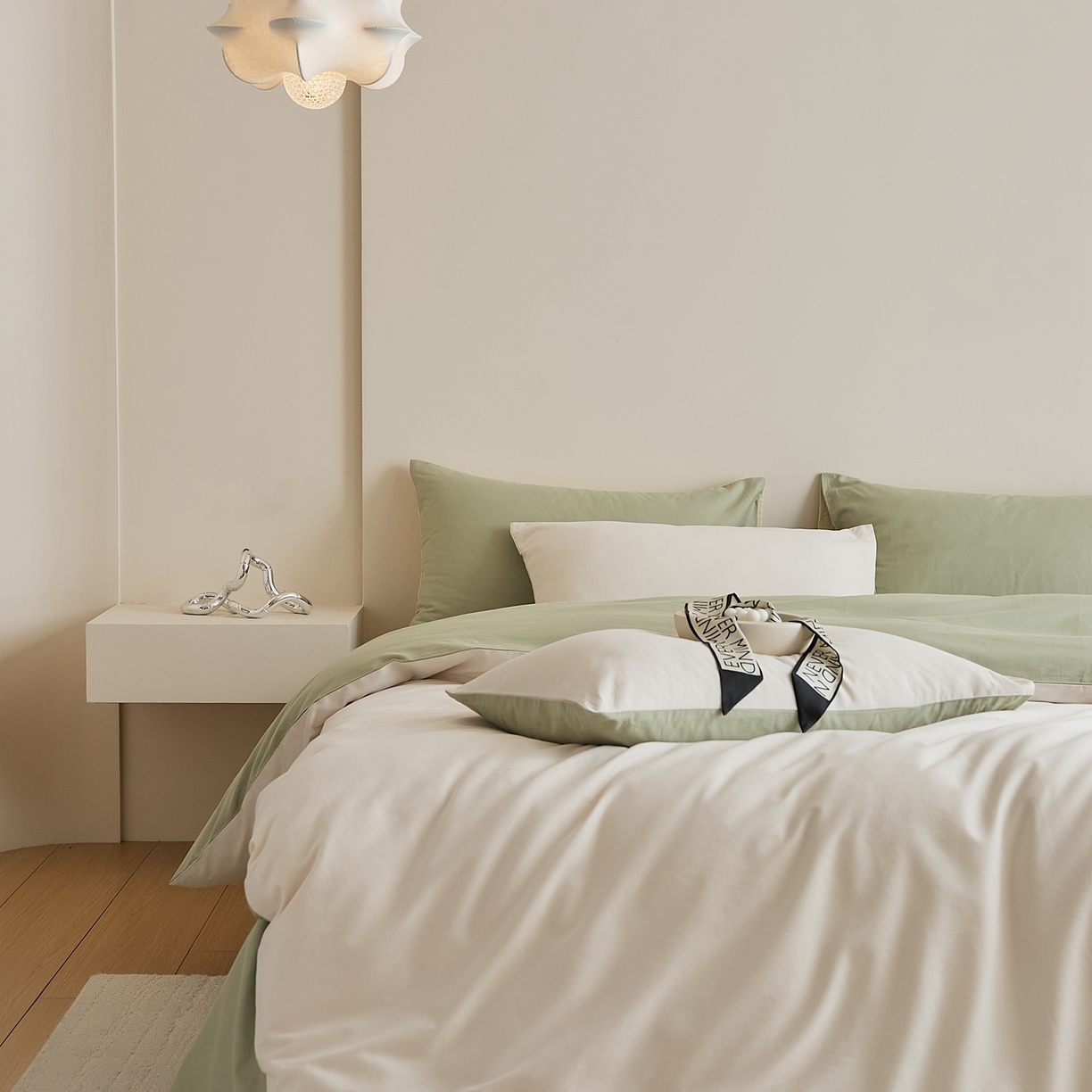 91家纺网 家纺一手货源 找家纺 禾时 2025新款A类全棉纯棉贡缎磨毛双拼色四件套 玉林