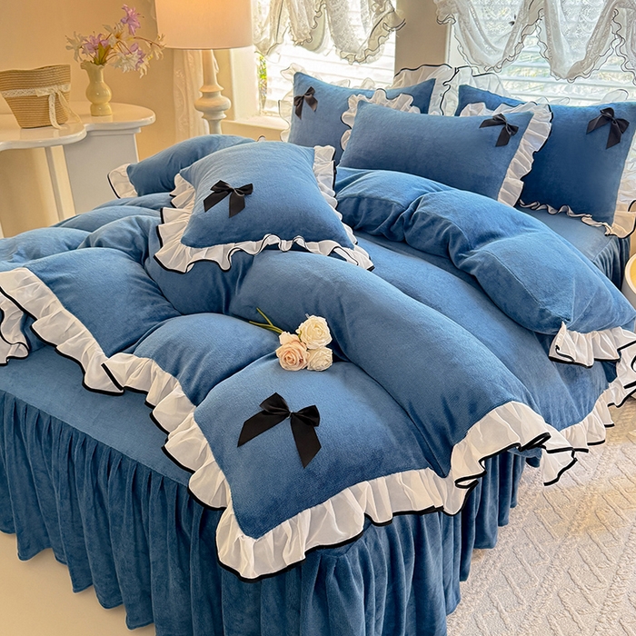 91家纺网 家纺一手货源 找家纺 （总）莉莉安家纺 2025新款牛奶绒床裙四件套-潘多拉系列（提供买家秀）