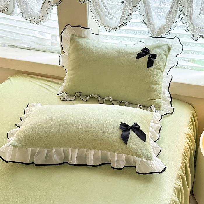 91家纺网 家纺一手货源 找家纺 莉莉安家纺 2025新款牛奶绒床裙四件套-潘多拉系列 潘多拉-绿