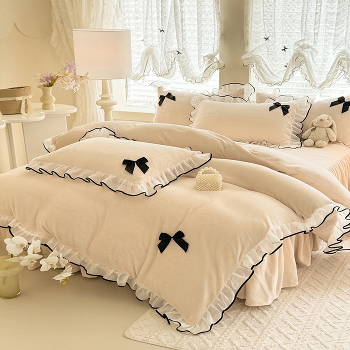 91家纺网 家纺一手货源 找家纺 （总）莉莉安家纺 2025新款牛奶绒床裙四件套-潘多拉系列（提供买家秀）