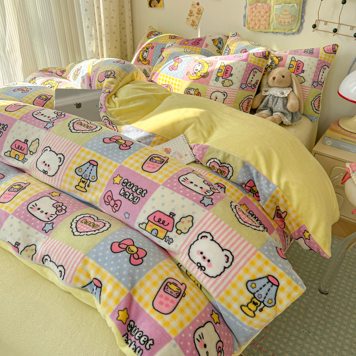 91家纺网 家纺一手货源 找家纺 （总）韩巢家纺 2025新款双面高克重牛奶绒被套单件被罩