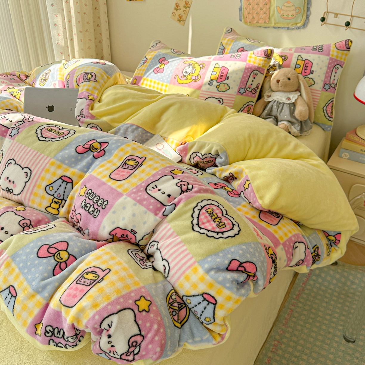 91家纺网 家纺一手货源 找家纺 （总）韩巢家纺 2025新款双面高克重牛奶绒被套单件被罩