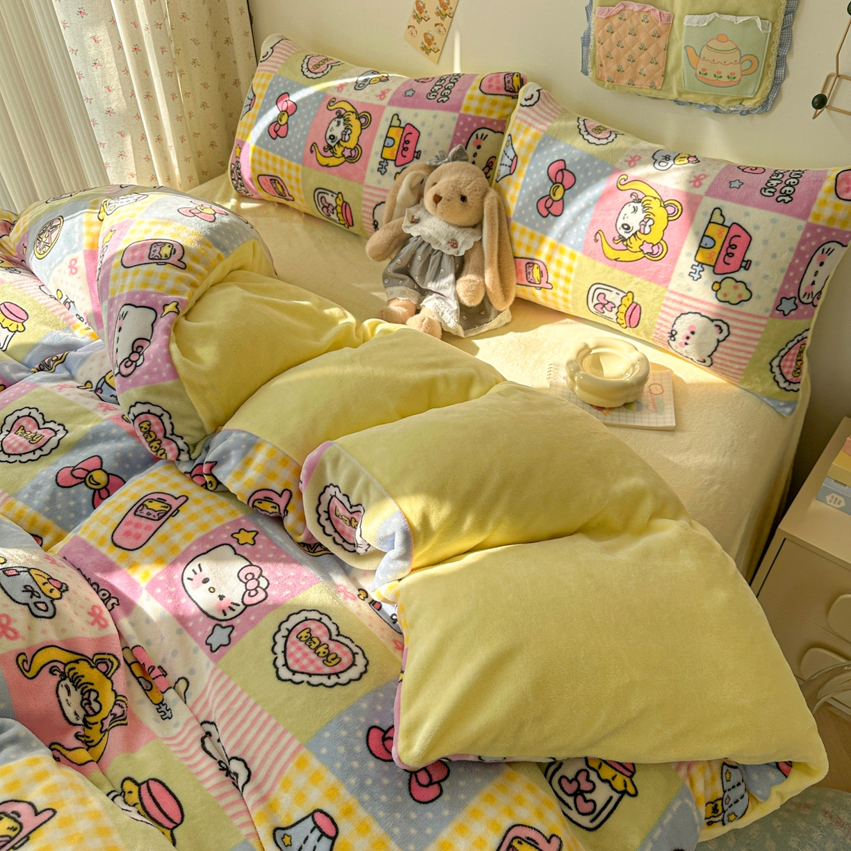 91家纺网 家纺一手货源 找家纺 （总）韩巢家纺 2025新款双面高克重牛奶绒被套单件被罩