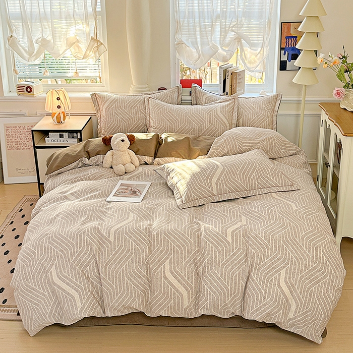 91家纺网 家纺一手货源 找家纺 优选直播新款全棉磨毛喷气印花四件套加厚纯棉三件套（一字绣工艺款）学生三件套 艾格拉