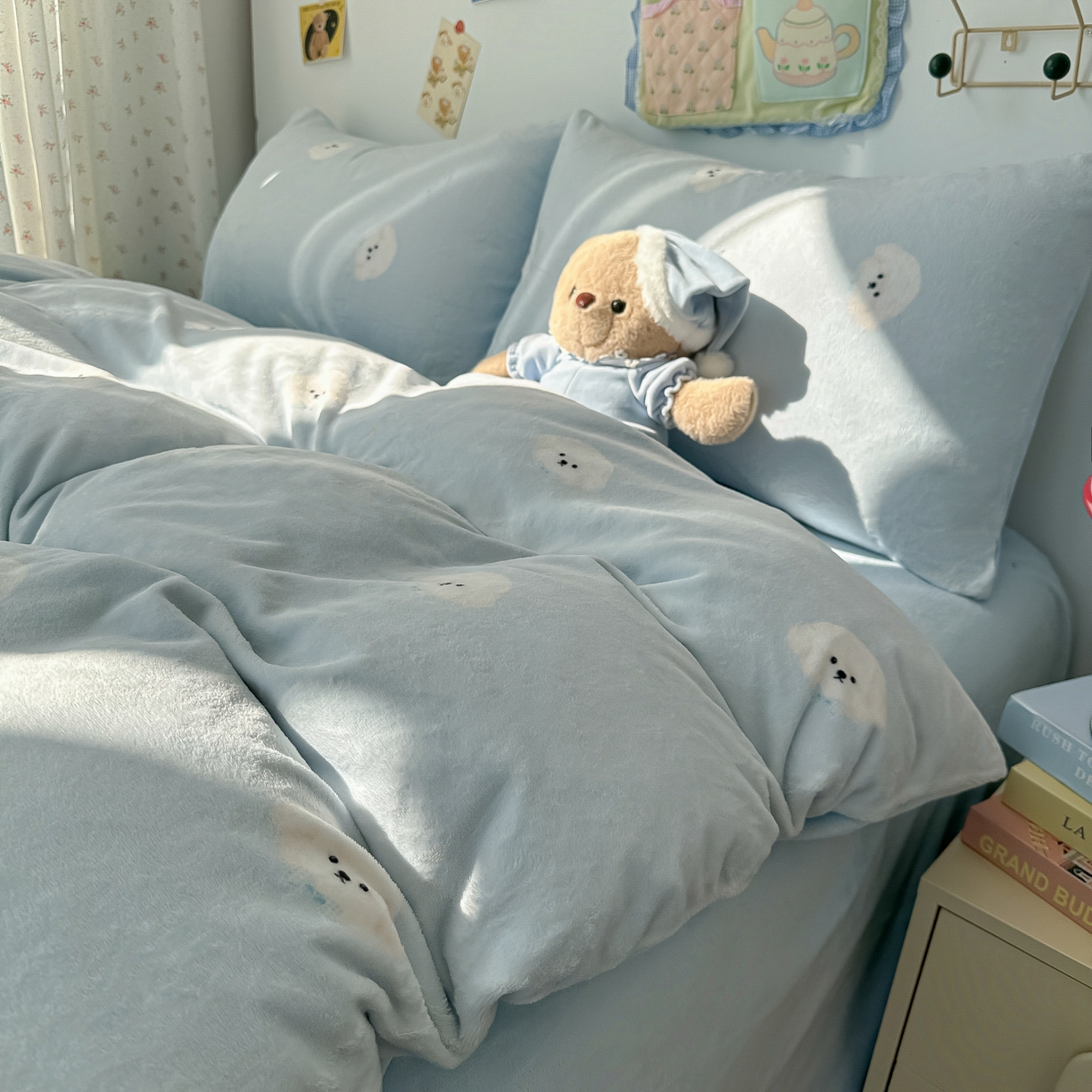 91家纺网 家纺一手货源 找家纺 （总）韩巢家纺 2025新款双面高克重牛奶绒被套单件被罩