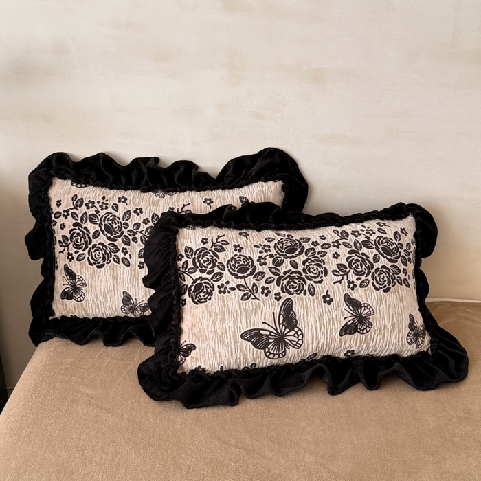 91家纺网 家纺一手货源 找家纺 米莱家纺 2025新款牛奶绒烂花法式花边四件套 蝶舞