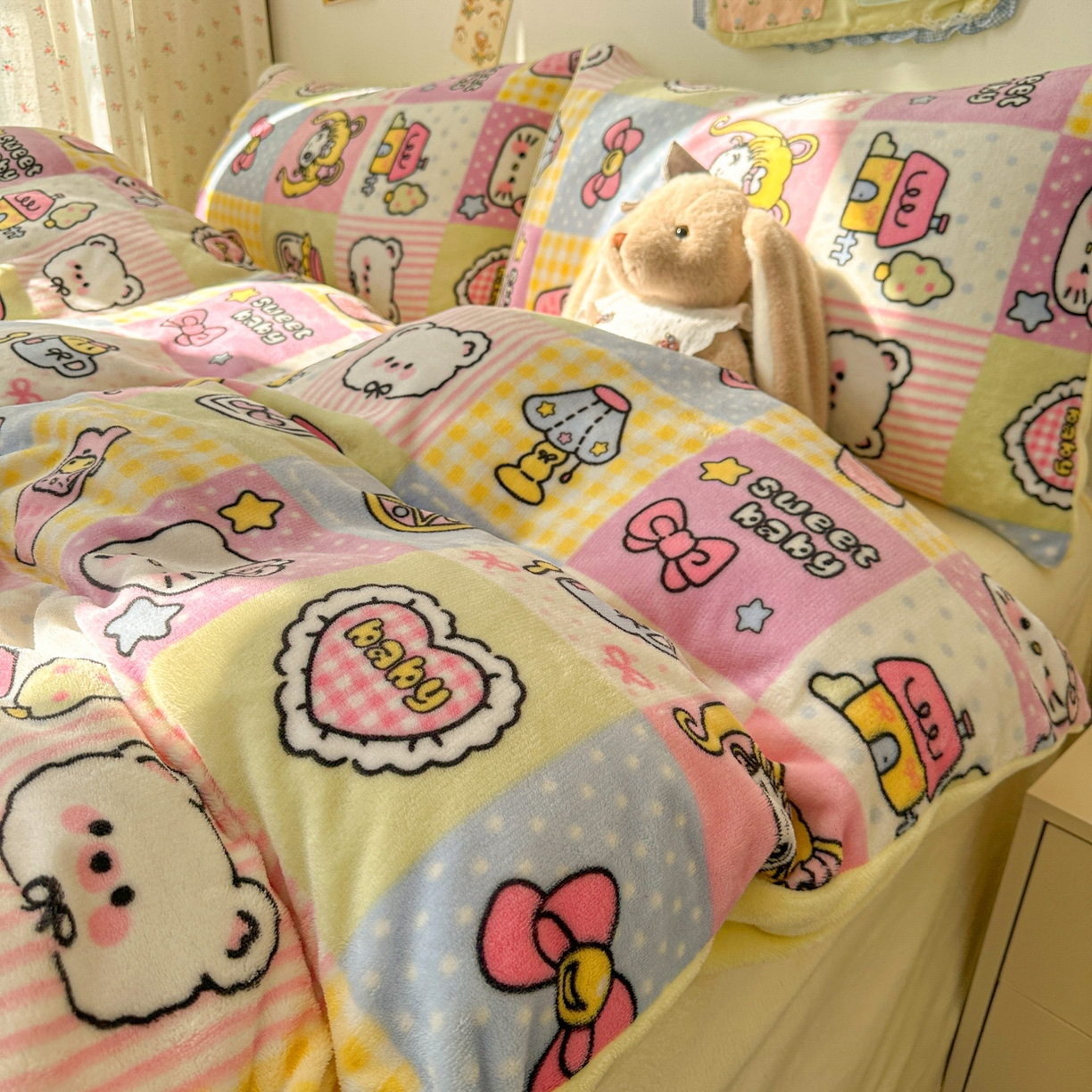 韩巢家纺 2025新款双面高克重牛奶绒被套单件被罩 少女心