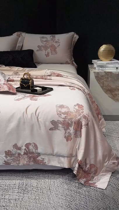 91家纺网 家纺一手货源 找家纺 （总）馨蕊家居 2025新款100S天丝棉色织提花四件套-慕然