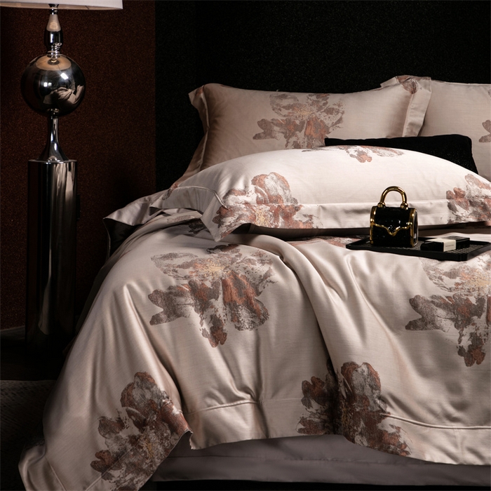 91家纺网 家纺一手货源 找家纺 馨蕊家居 2025新款100S天丝棉色织提花四件套-慕然 慕然-浅秋