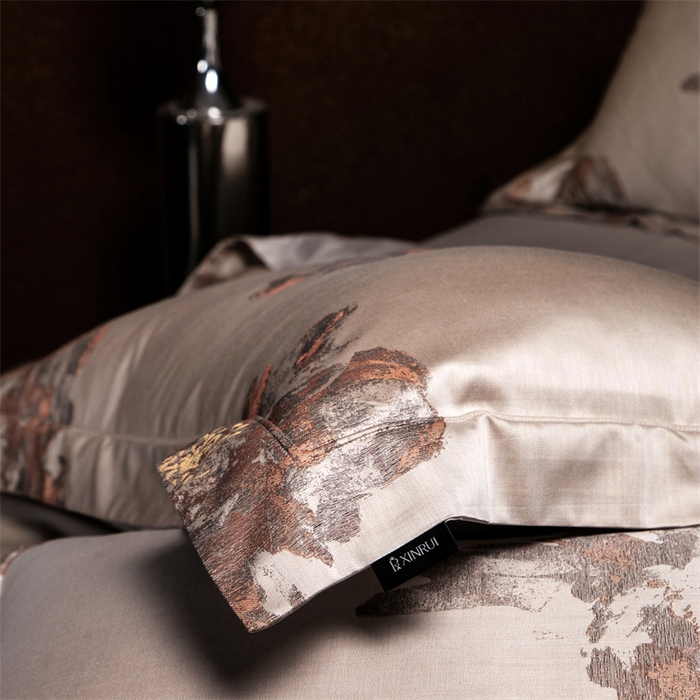 91家纺网 家纺一手货源 找家纺 馨蕊家居 2025新款100S天丝棉色织提花四件套-慕然 慕然-浅秋