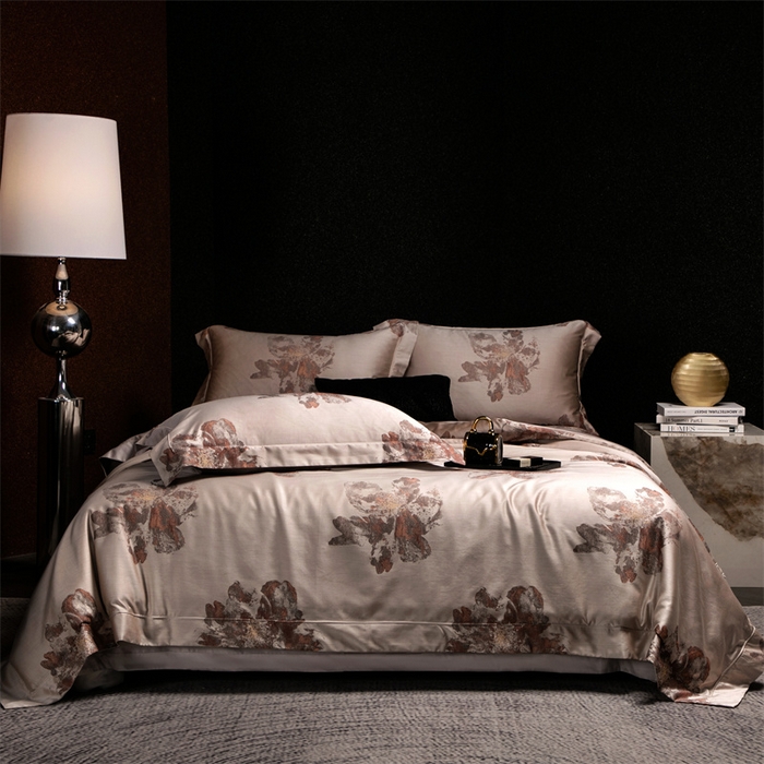 91家纺网 家纺一手货源 找家纺 馨蕊家居 2025新款100S天丝棉色织提花四件套-慕然 慕然-浅秋