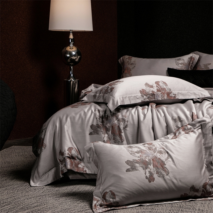 91家纺网 家纺一手货源 找家纺 馨蕊家居 2025新款100S天丝棉色织提花四件套-慕然 慕然-云灰