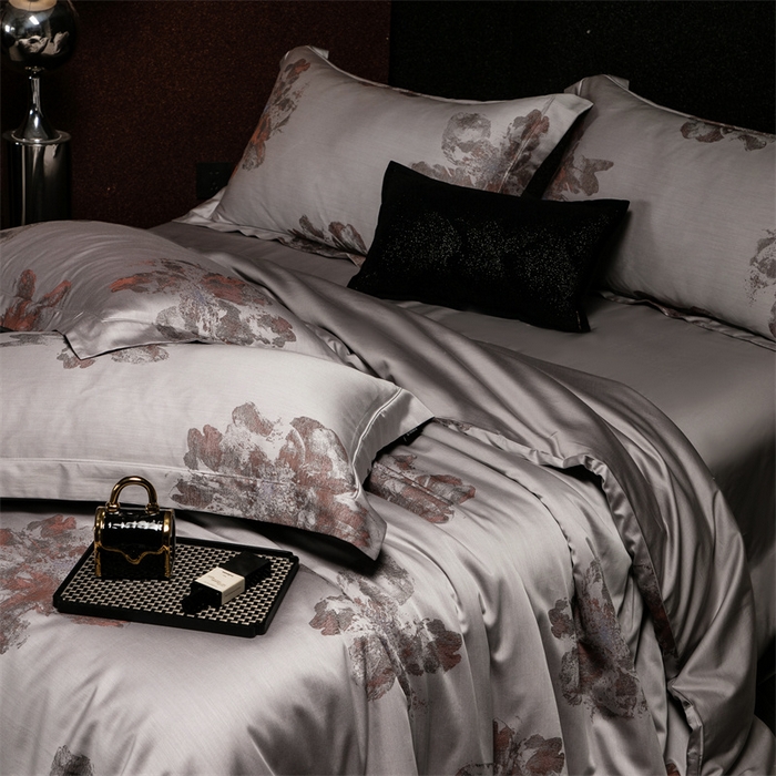 馨蕊家居 2025新款100S天丝棉色织提花四件套-慕然 慕然-云灰