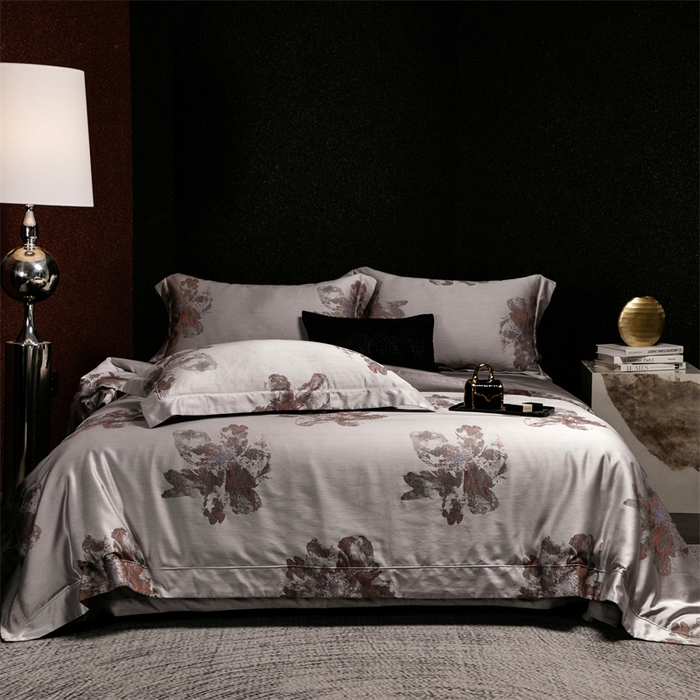 91家纺网 家纺一手货源 找家纺 馨蕊家居 2025新款100S天丝棉色织提花四件套-慕然 慕然-云灰