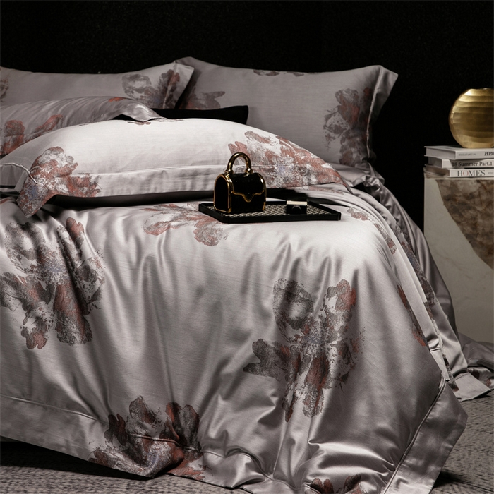 91家纺网 家纺一手货源 找家纺 馨蕊家居 2025新款100S天丝棉色织提花四件套-慕然 慕然-云灰