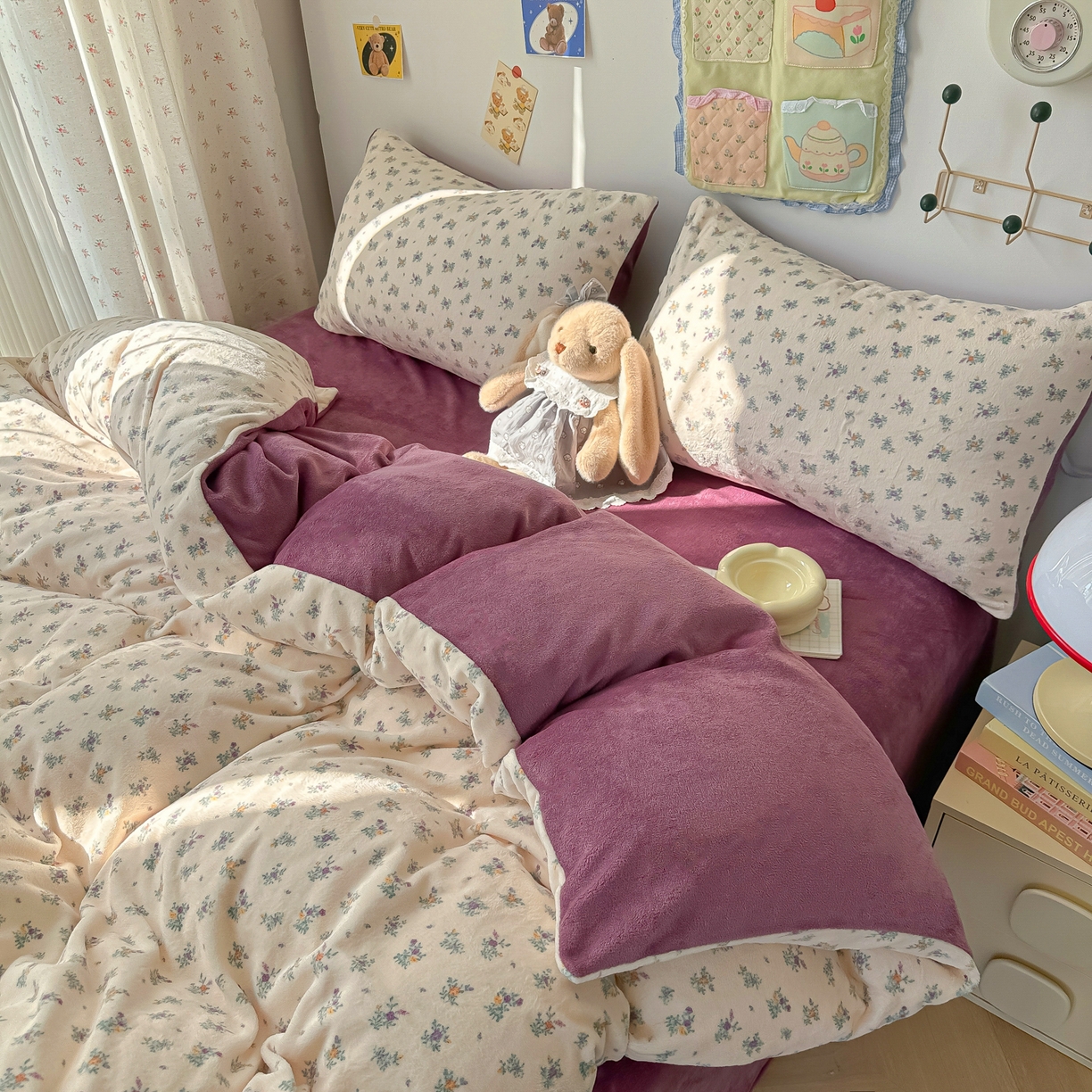 91家纺网 家纺一手货源 找家纺 韩巢家纺 2025新款双面高克重牛奶绒被套单件被罩 繁花似梦