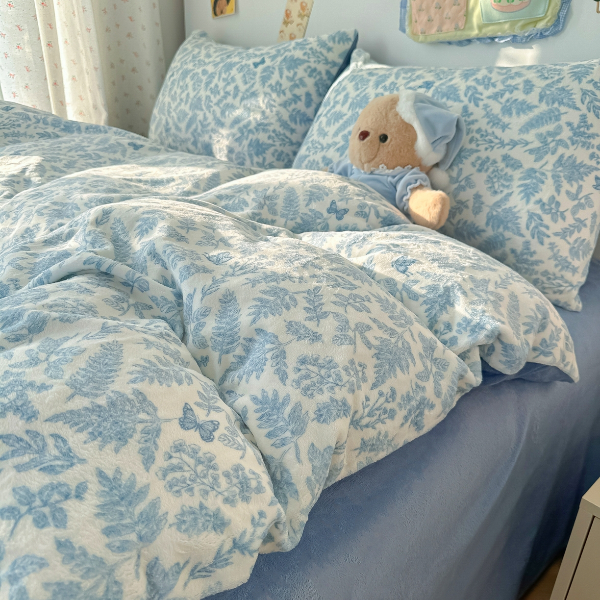 韩巢家纺 2025新款双面高克重牛奶绒被套单件被罩 风沙沙