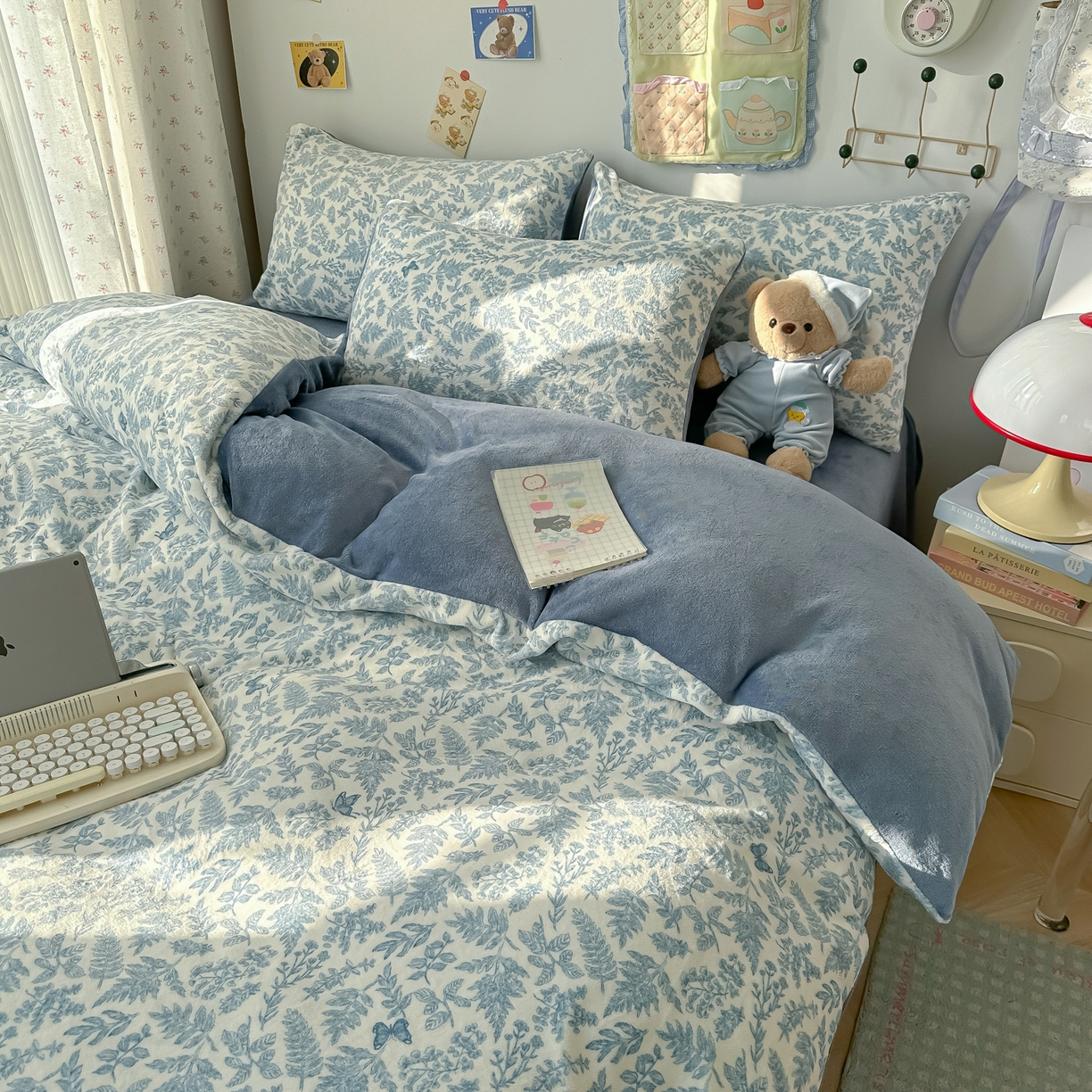 91家纺网 家纺一手货源 找家纺 韩巢家纺 2025新款双面高克重牛奶绒被套单件被罩 风沙沙