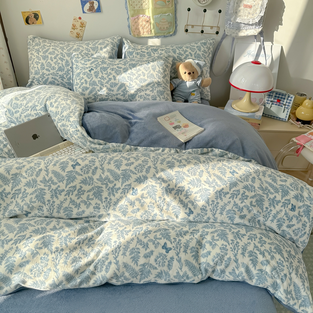 91家纺网 家纺一手货源 找家纺 韩巢家纺 2025新款双面高克重牛奶绒被套单件被罩 风沙沙