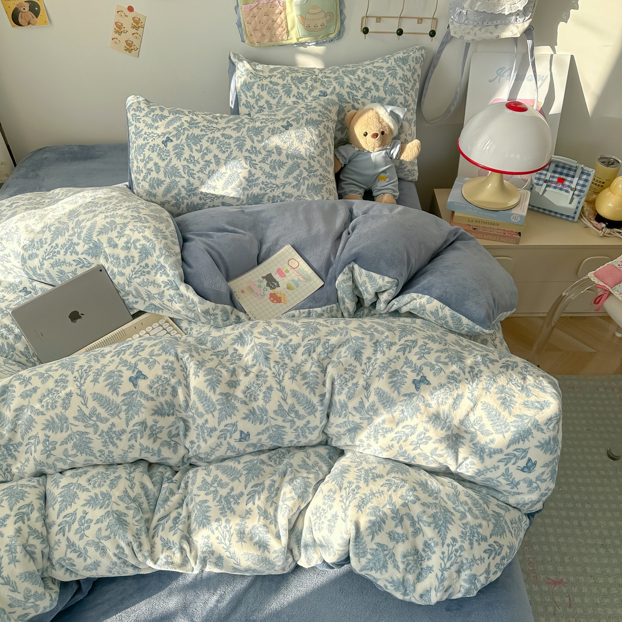 91家纺网 家纺一手货源 找家纺 韩巢家纺 2025新款双面高克重牛奶绒被套单件被罩 风沙沙