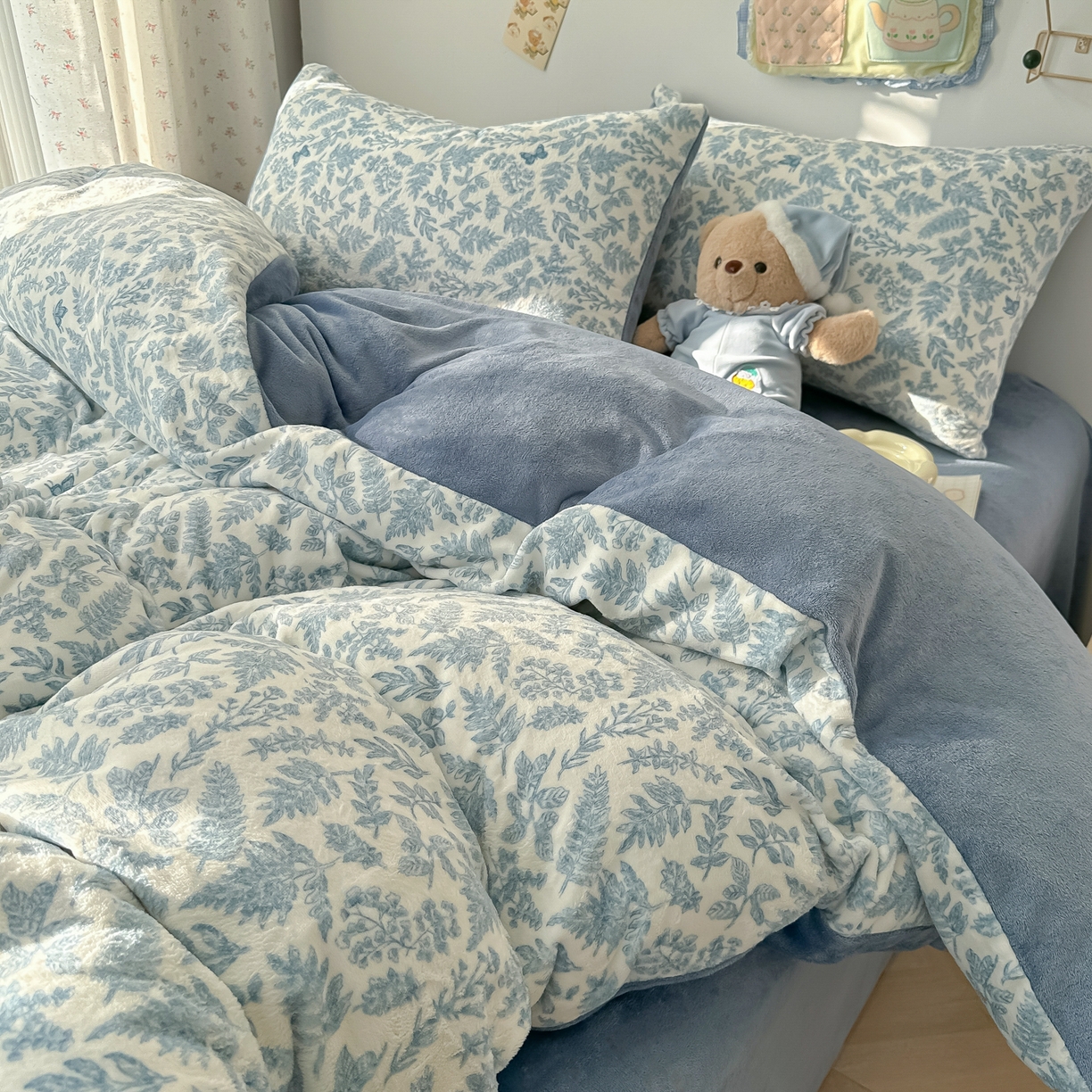 91家纺网 家纺一手货源 找家纺 韩巢家纺 2025新款双面高克重牛奶绒被套单件被罩 风沙沙