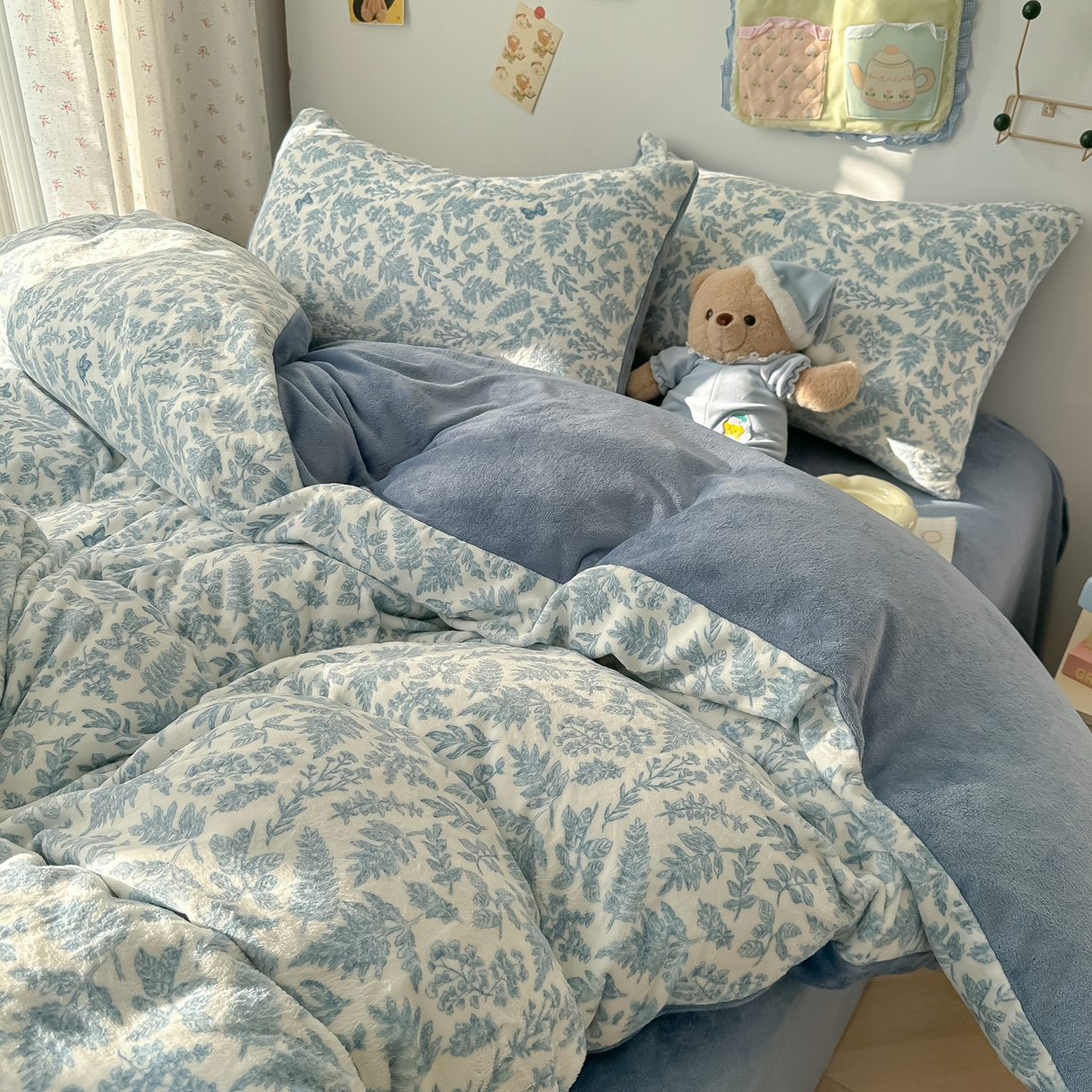 91家纺网 家纺一手货源 找家纺 韩巢家纺 2025新款双面高克重牛奶绒被套单件被罩 风沙沙