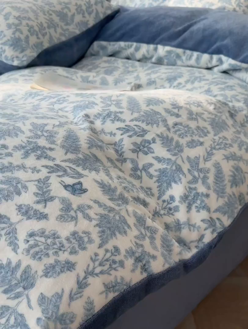 91家纺网 家纺一手货源 找家纺 韩巢家纺 2025新款双面高克重牛奶绒被套单件被罩 风沙沙