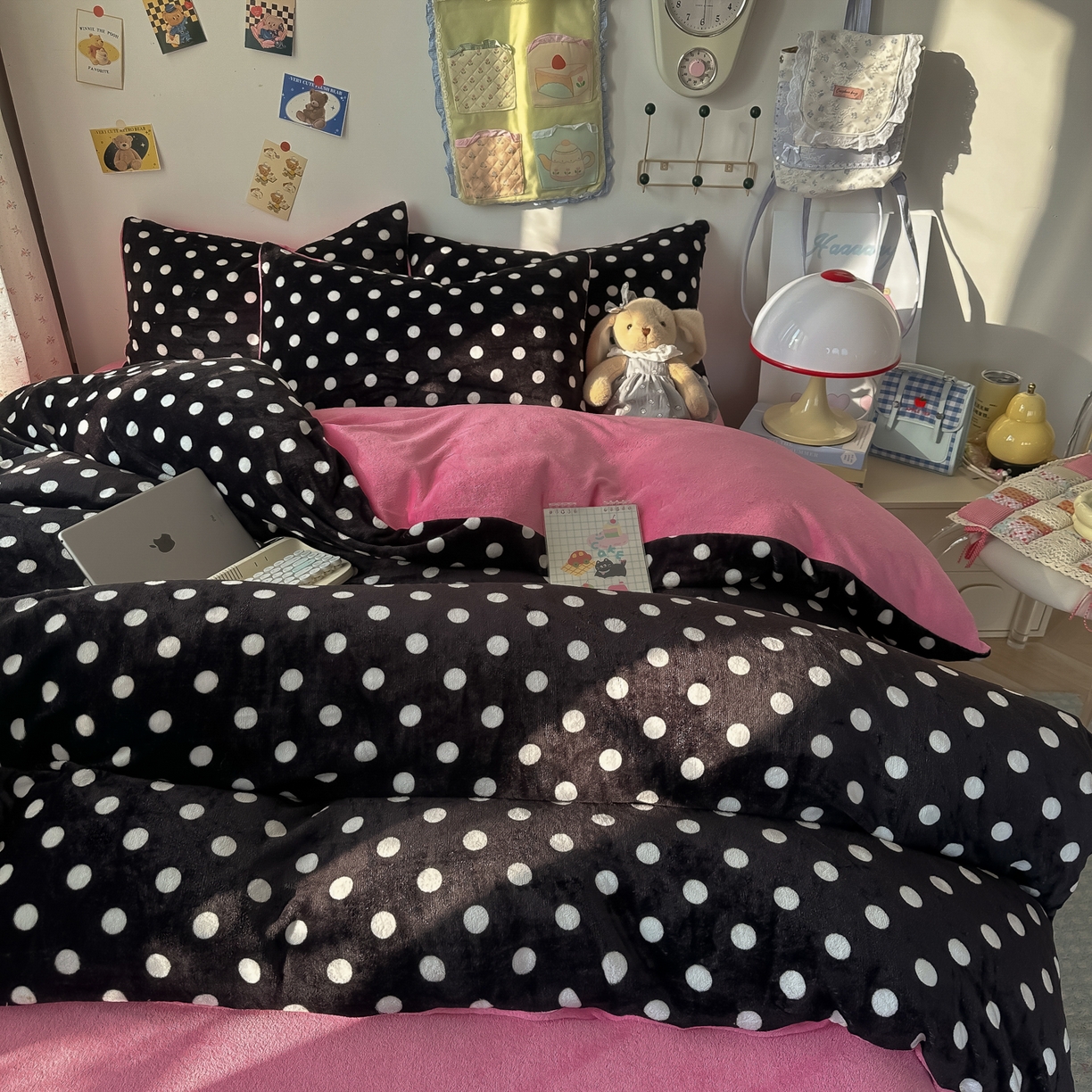 91家纺网 家纺一手货源 找家纺 韩巢家纺 2025新款双面高克重牛奶绒被套单件被罩 黑珍珠