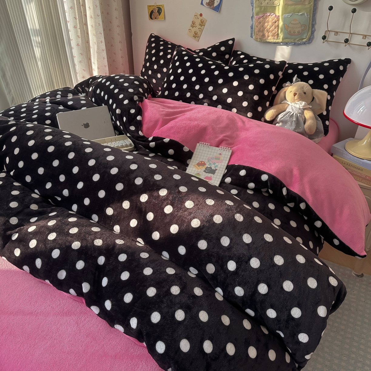 91家纺网 家纺一手货源 找家纺 韩巢家纺 2025新款双面高克重牛奶绒被套单件被罩 黑珍珠