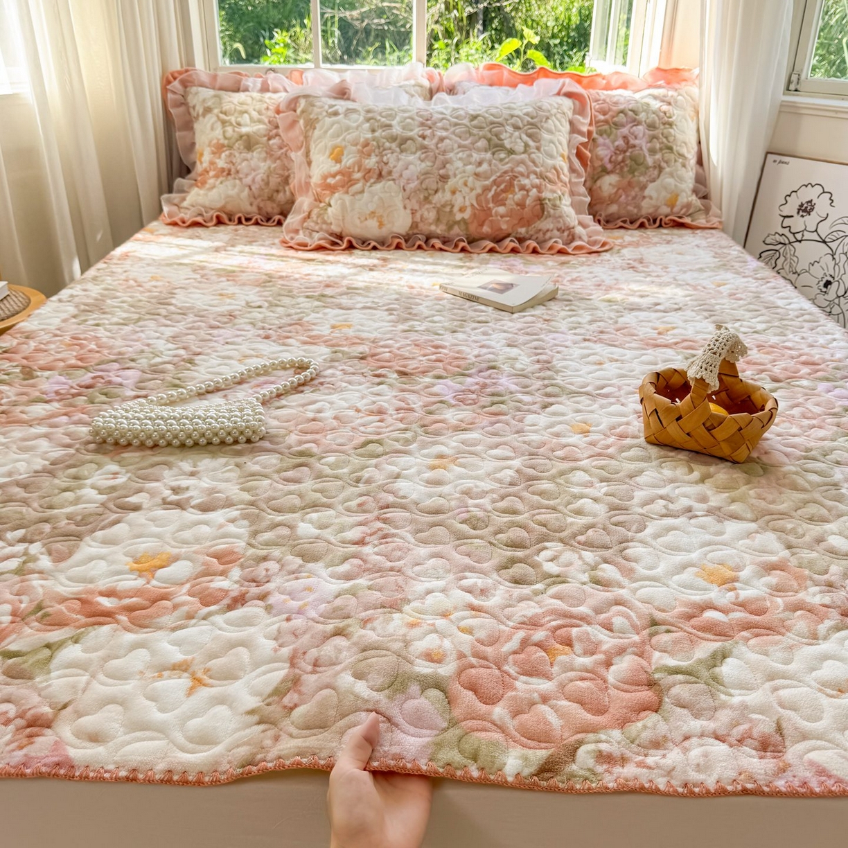 91家纺网 家纺一手货源 找家纺 （总）禧缘家纺（原梦想家） 2025新款牛奶绒三角针绑带款夹棉床笠床单