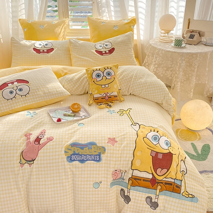 91家纺网 家纺一手货源 找家纺 （总）绒棉世家 2025新款秋冬海绵宝宝四件套