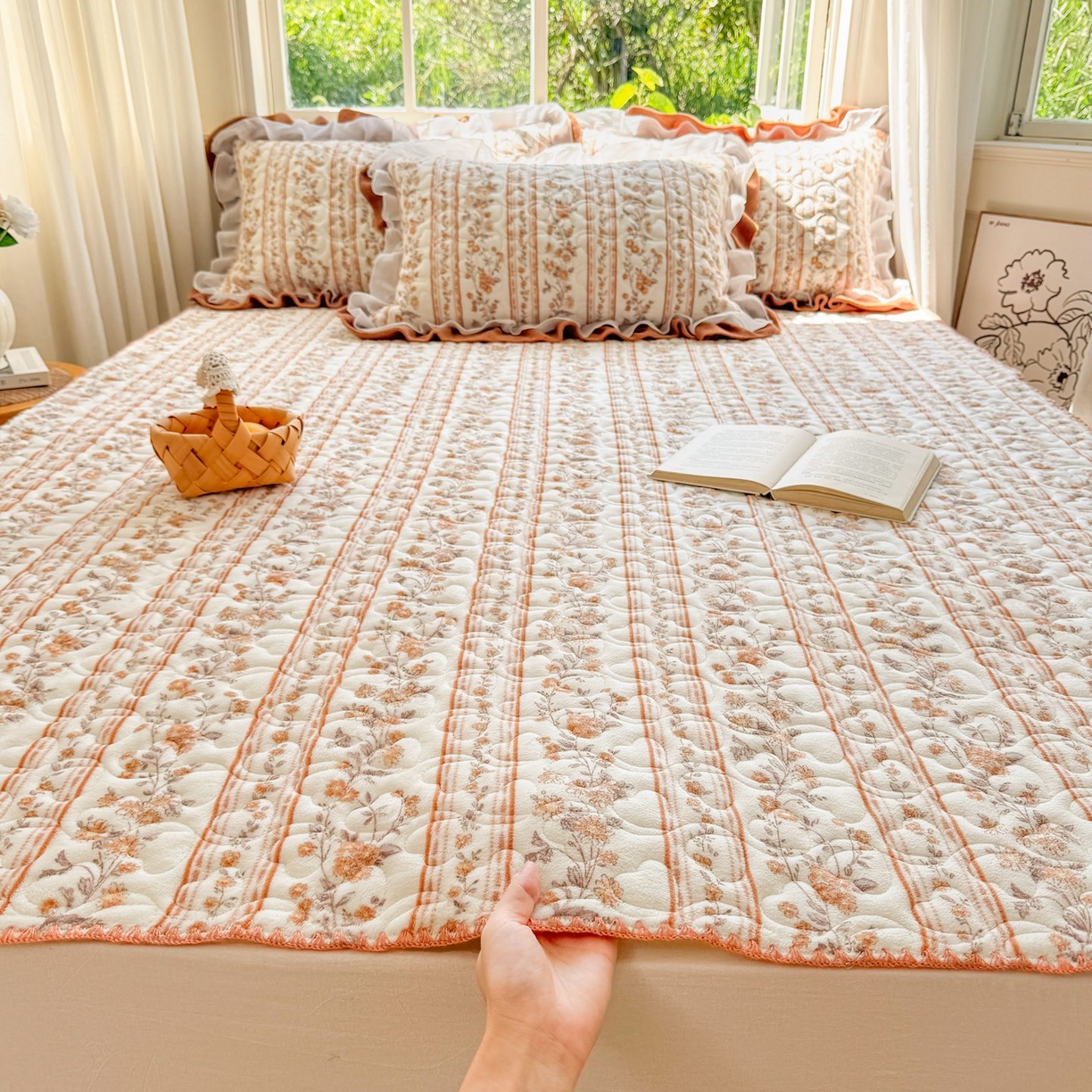 91家纺网 家纺一手货源 找家纺 （总）禧缘家纺（原梦想家） 2025新款牛奶绒三角针绑带款夹棉床笠床单