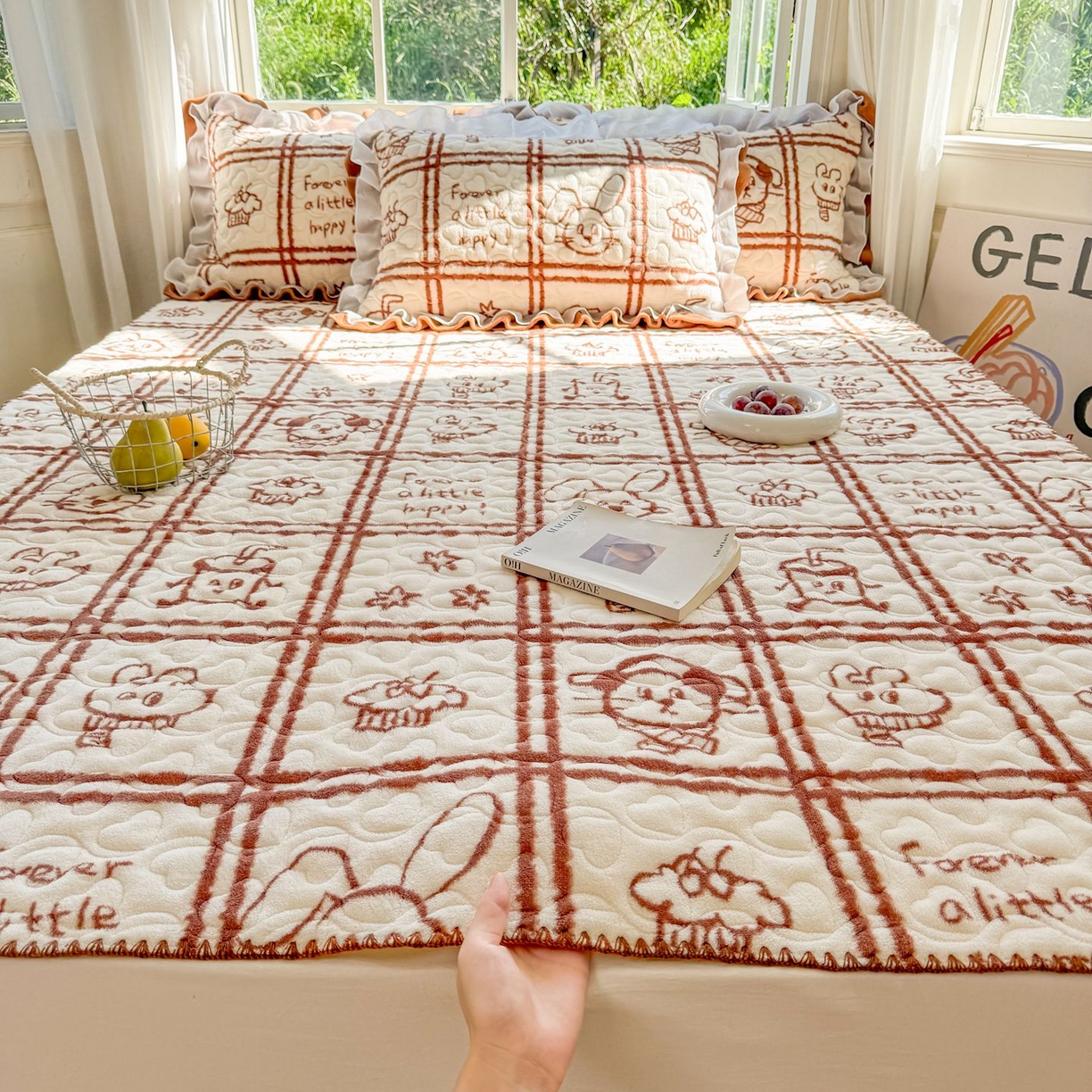 91家纺网 家纺一手货源 找家纺 （总）禧缘家纺（原梦想家） 2025新款牛奶绒三角针绑带款夹棉床笠床单