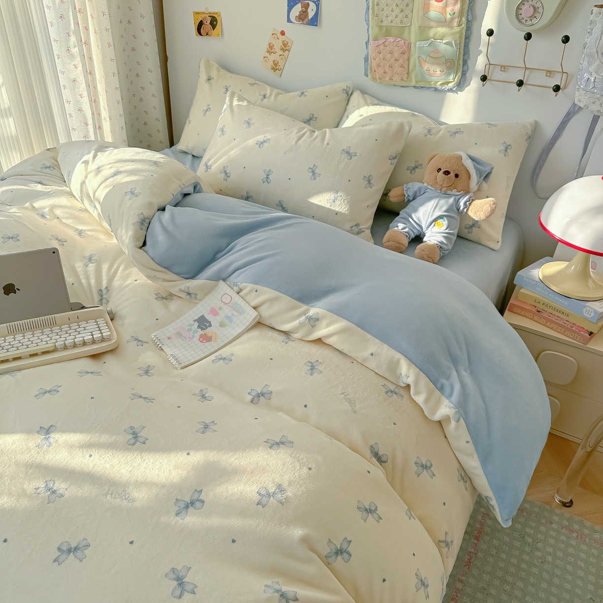 91家纺网 家纺一手货源 找家纺 韩巢家纺 2025新款双面高克重牛奶绒被套单件被罩 梦幻