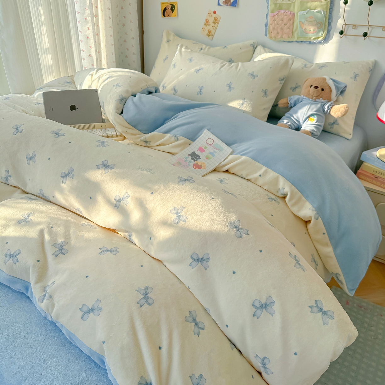 91家纺网 家纺一手货源 找家纺 韩巢家纺 2025新款双面高克重牛奶绒被套单件被罩 梦幻