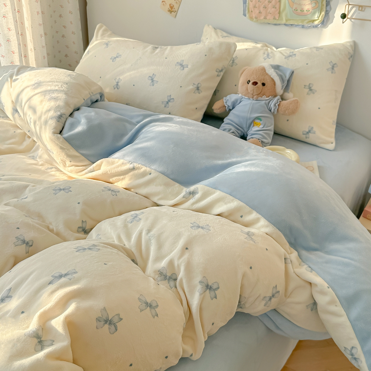 91家纺网 家纺一手货源 找家纺 韩巢家纺 2025新款双面高克重牛奶绒被套单件被罩 梦幻