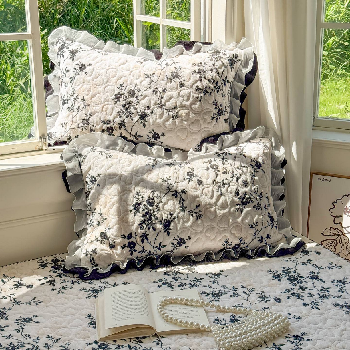 91家纺网 家纺一手货源 找家纺 禧缘家纺（原梦想家） 2025新款牛奶绒三角针绑带款夹棉床笠床单 步步生花-绑带款