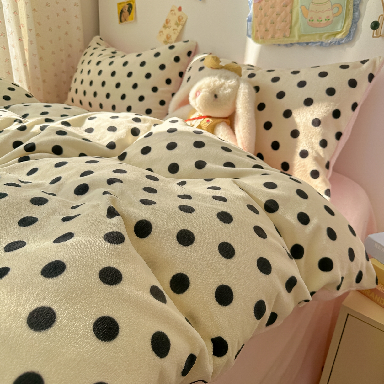 韩巢家纺 2025新款双面高克重牛奶绒被套单件被罩 米珍珠