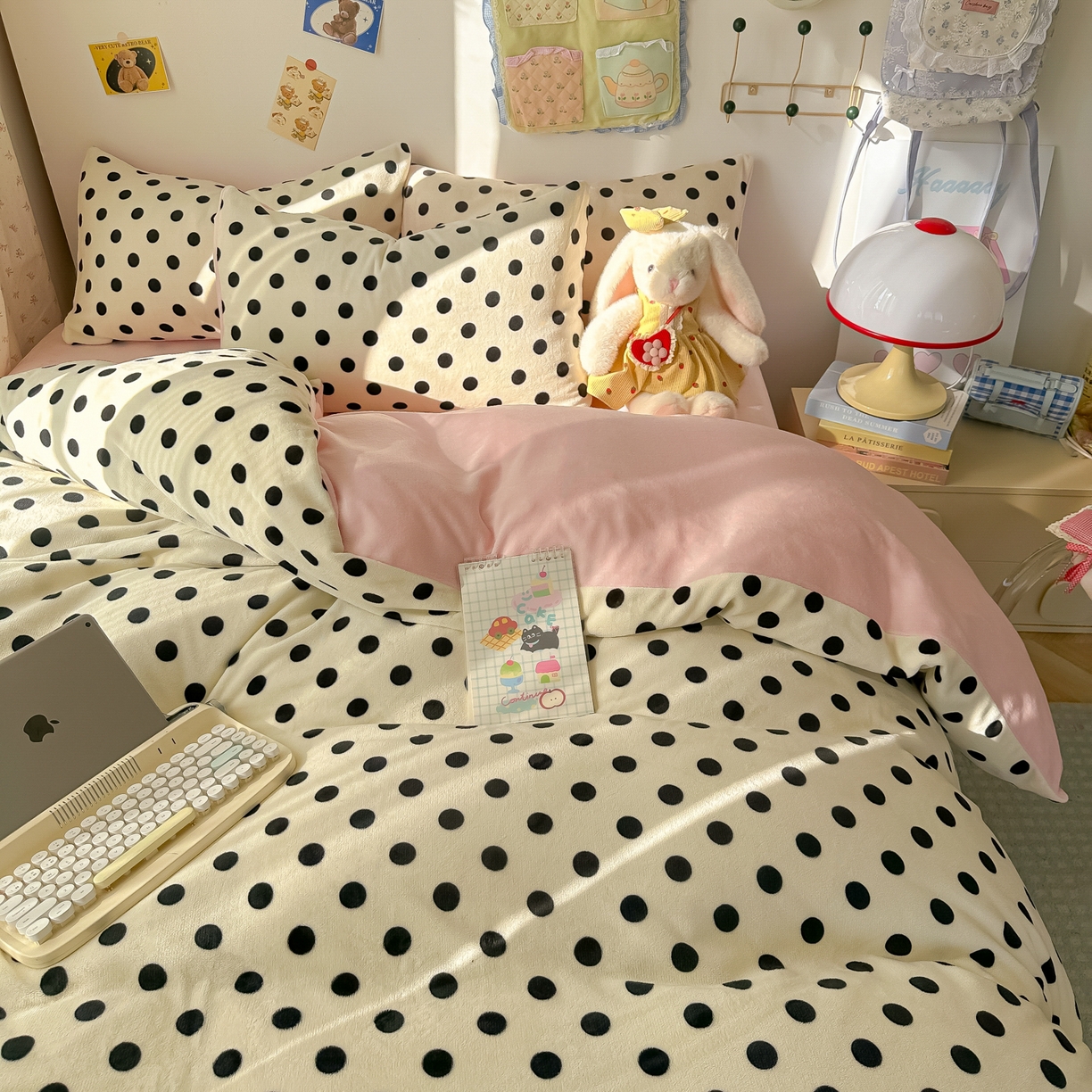 91家纺网 家纺一手货源 找家纺 韩巢家纺 2025新款双面高克重牛奶绒被套单件被罩 米珍珠