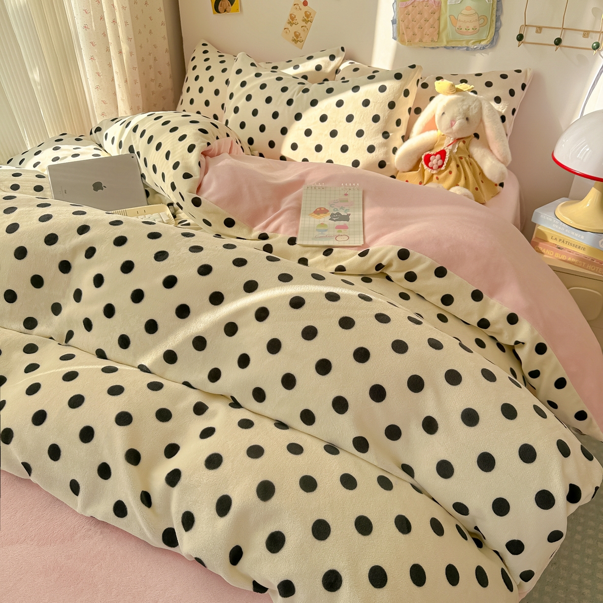 91家纺网 家纺一手货源 找家纺 韩巢家纺 2025新款双面高克重牛奶绒被套单件被罩 米珍珠