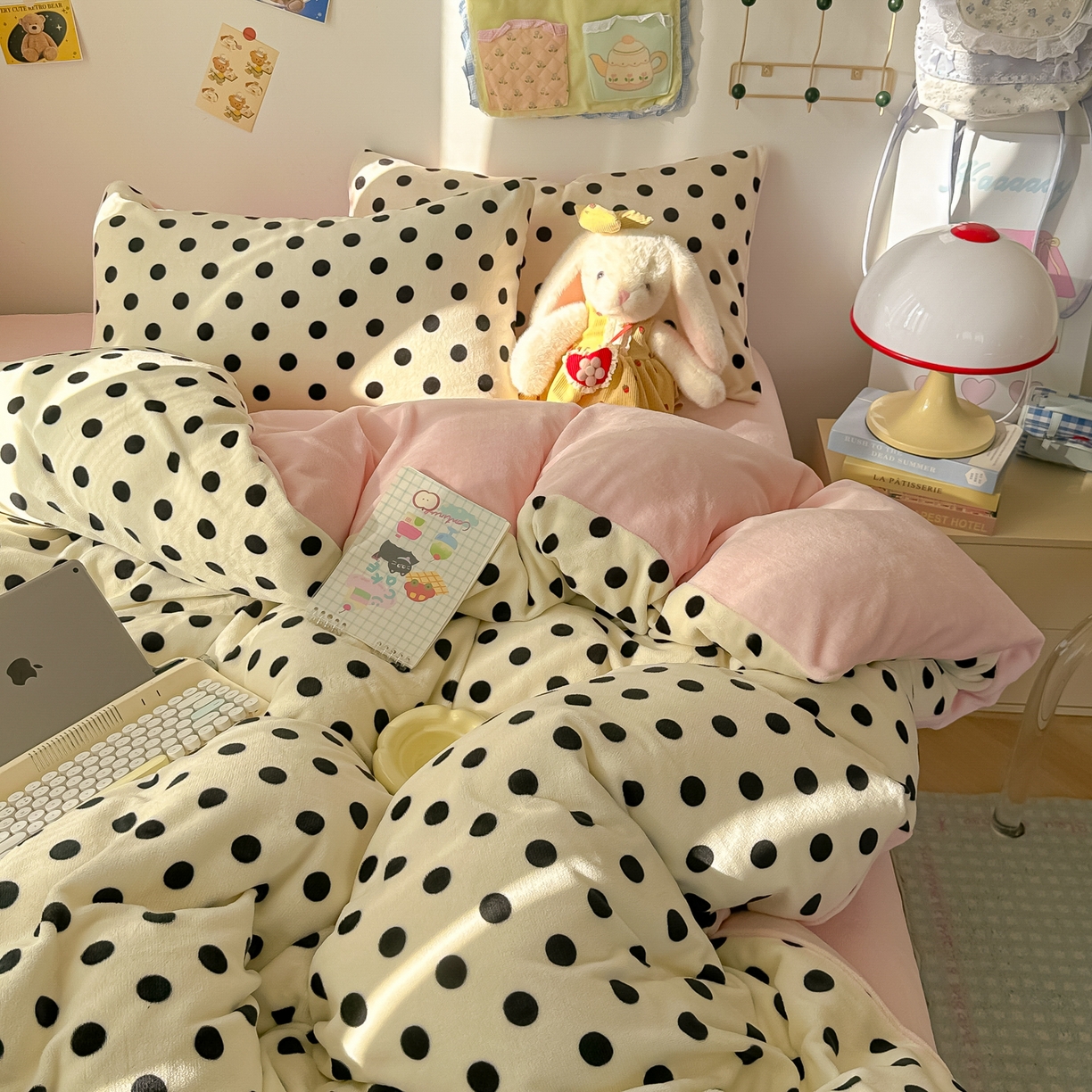 91家纺网 家纺一手货源 找家纺 韩巢家纺 2025新款双面高克重牛奶绒被套单件被罩 米珍珠