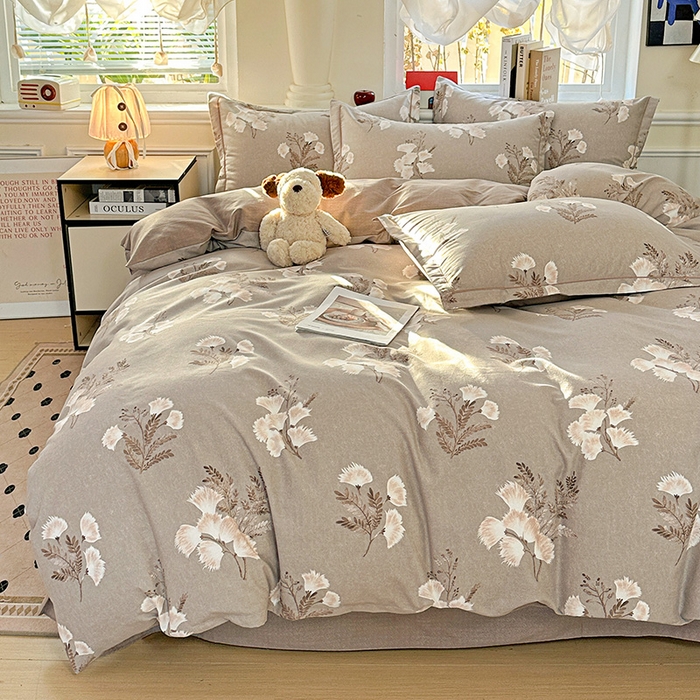 91家纺网 家纺一手货源 找家纺 优选直播新款全棉磨毛喷气印花四件套加厚纯棉三件套（一字绣工艺款）学生三件套 暖漾