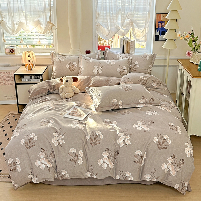 91家纺网 家纺一手货源 找家纺 优选直播新款全棉磨毛喷气印花四件套加厚纯棉三件套（一字绣工艺款）学生三件套 暖漾