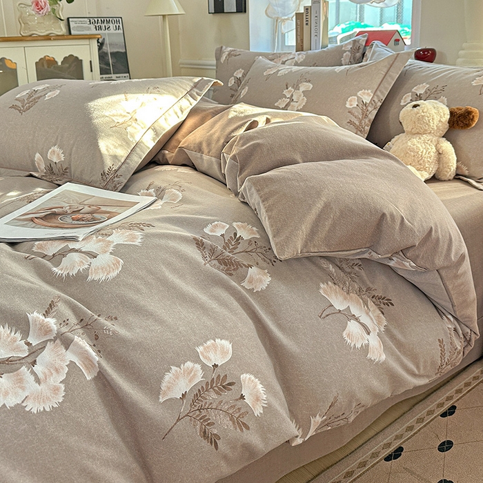 91家纺网 家纺一手货源 找家纺 优选直播新款全棉磨毛喷气印花四件套加厚纯棉三件套（一字绣工艺款）学生三件套 暖漾