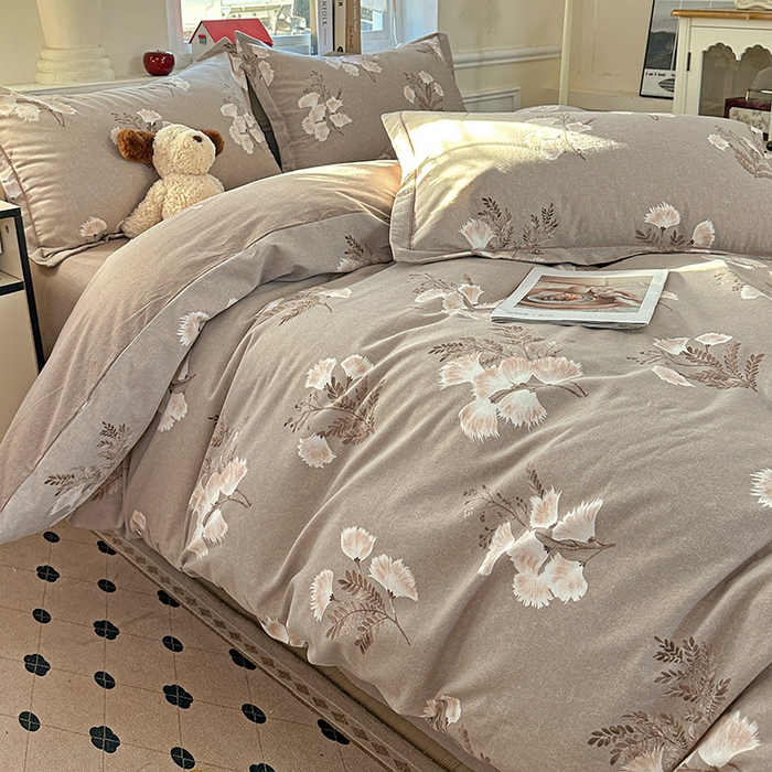 91家纺网 家纺一手货源 找家纺 优选直播新款全棉磨毛喷气印花四件套加厚纯棉三件套（一字绣工艺款）学生三件套 暖漾