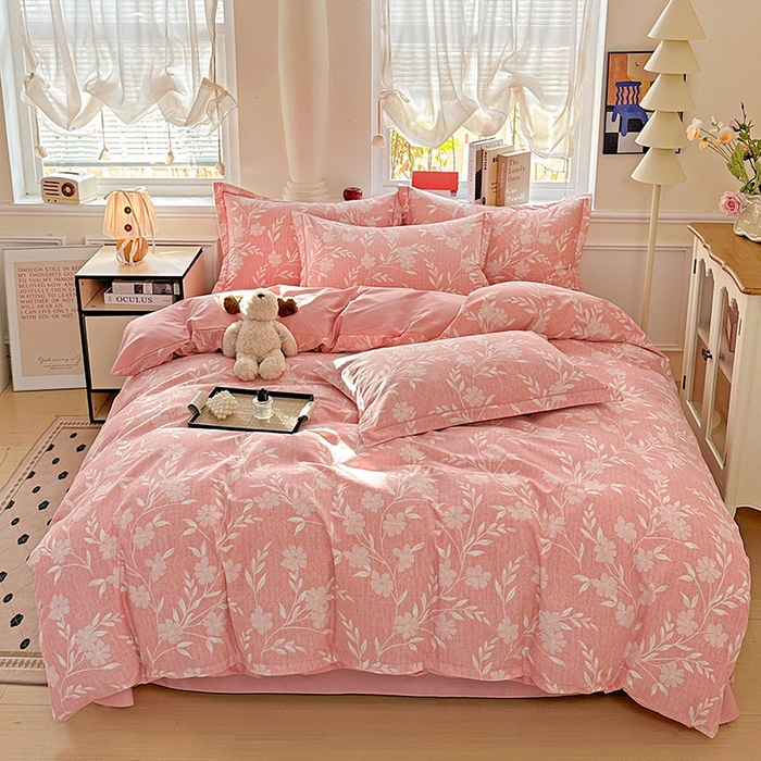 91家纺网 家纺一手货源 找家纺 优选直播新款全棉磨毛喷气印花四件套加厚纯棉三件套（一字绣工艺款）学生三件套 绮梦