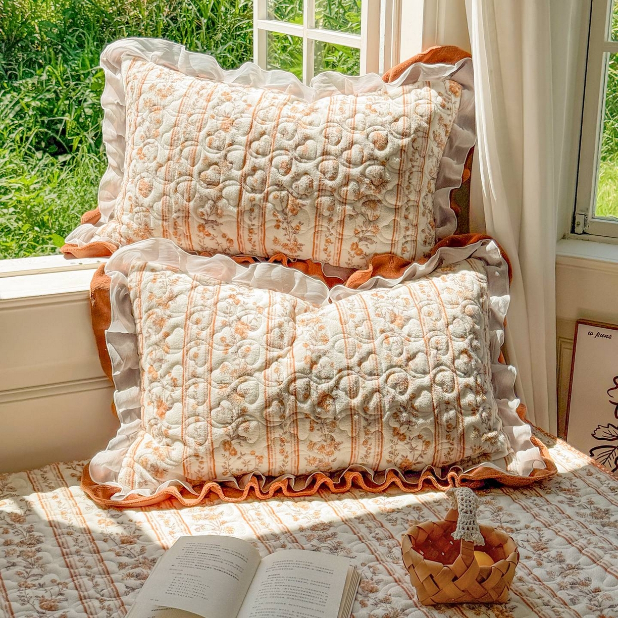 91家纺网 家纺一手货源 找家纺 禧缘家纺（原梦想家） 2025新款牛奶绒三角针绑带款夹棉床笠床单 落日云舒-绑带款